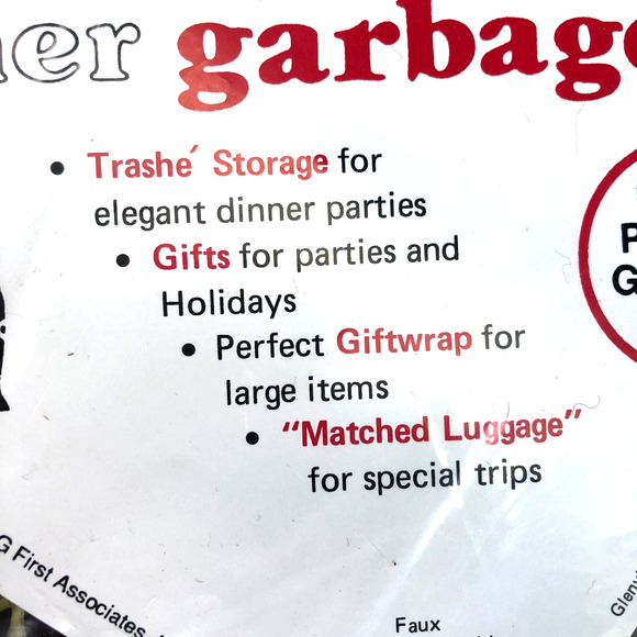 DB Designer Vintage 1986 Gift Storage Garbage Bags 5 Large Plastic Bags 24x30" - Picture 4 of 5